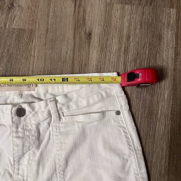 Soft Surroundings White Embroidered Capri Pants Plus Size 14P – Floral Lace Hem - Picture 2 of 8